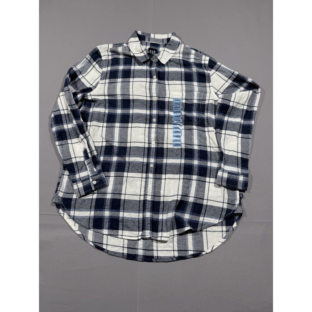 GAP Women’s Large Boyfriend Flannel Plaid Button Down Shirt NWT